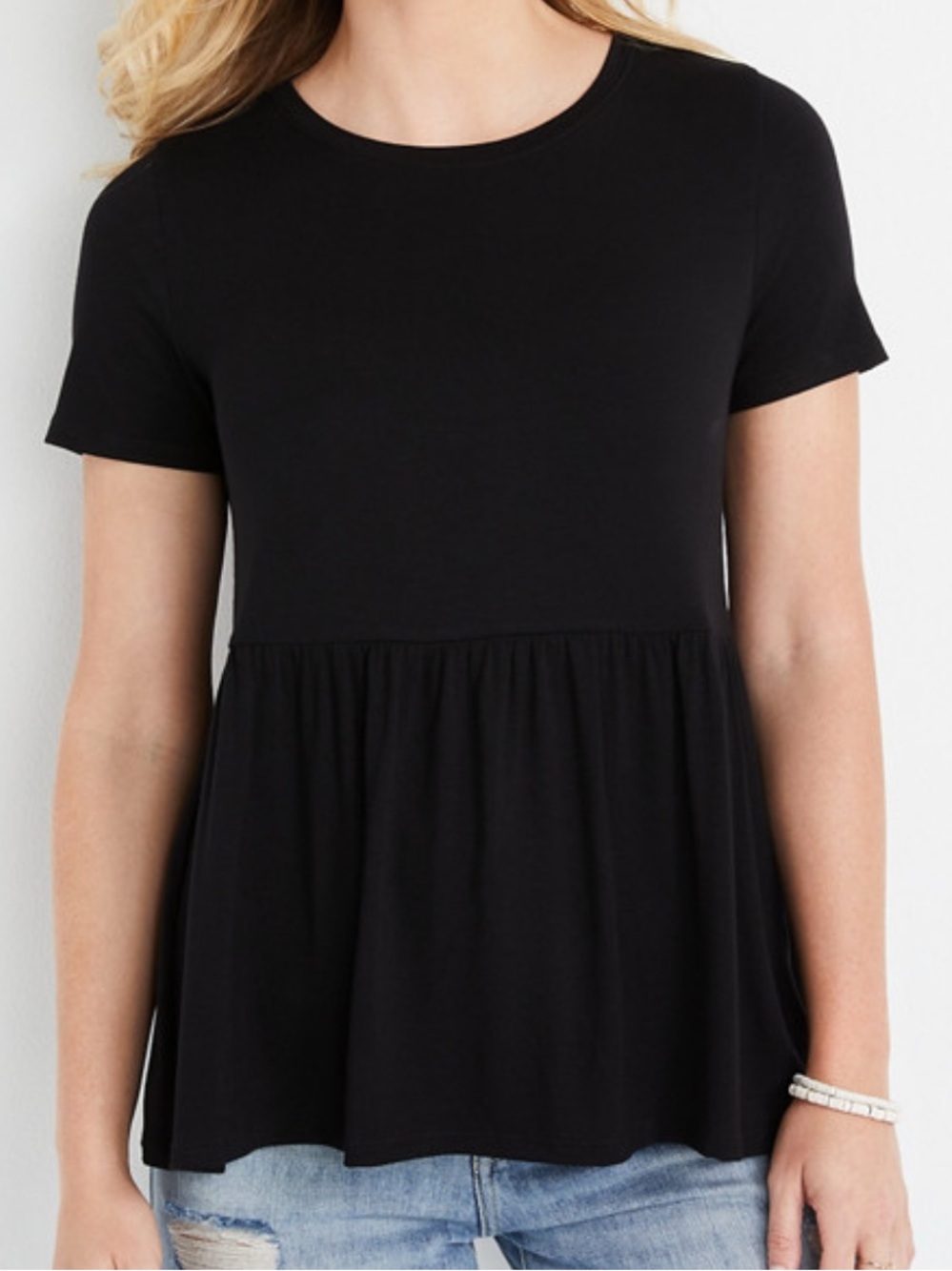 Maurices Black Peplum Short Sleeve shirt
